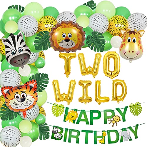Jungle-Birthday-Party-Decorations-Safari-ballonnen-Garland-Arch-Kit-benodigdheden-TWEE-WILD-dierenballonnen-groene-kunstmatige-palmbladeren