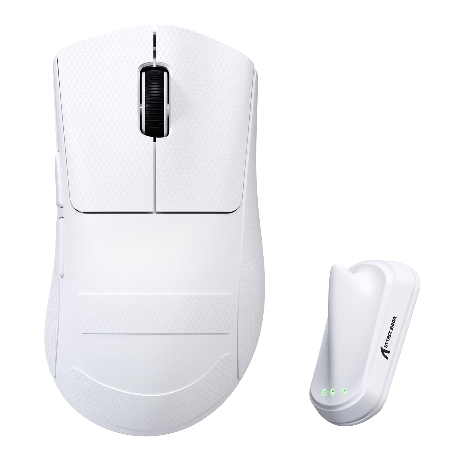 ATTACK SHARK V8 8K Wireless Gaming Mouse Whit 42000 DPI-PAW3950 MAX Sensor-59g Lightweight-Nordic54L15 MCU-400h Battery Life,Triple Modes,Gaming Accessories for PC/Laptop/Mac (White Griptape)-image-11