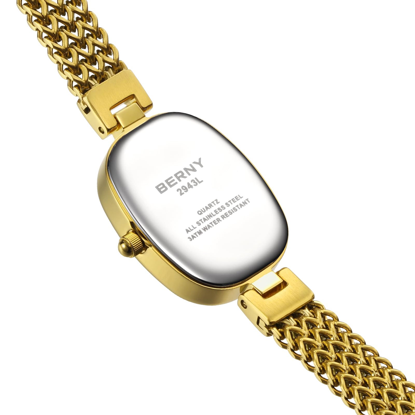 BERNY Relojes De Oro para Mujeres Reloj De Pulsera Ovalado Vintage Analógico De Cuarzo para Damas Reloj De Pulsera De Lujo Resistente Al Agua