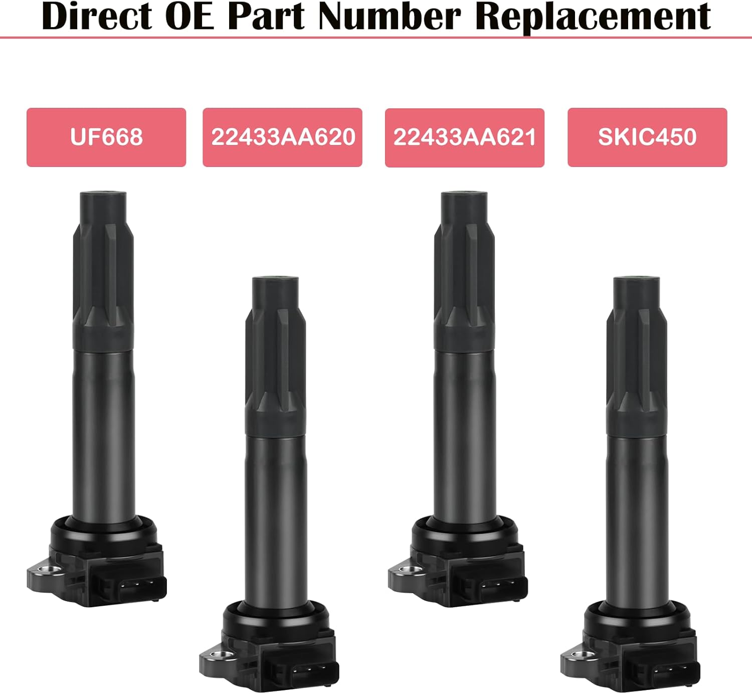 Set of 4 Ignition Coil Pack and Spark Plugs fits for 2010 2011 2012 Subaru Legacy Outback 2.5 H4 Spark Plugs and Coils Replaces# UF668 22433AA620