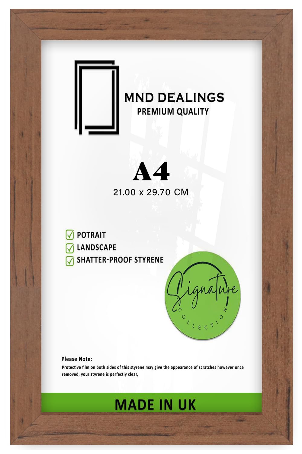 Mnd Dealings Walnut | Mdf Wood Poster Frame A4 (21.00 X 29.70 Cm) 0' 8" X 0' 12" Ideal For Home, Office & Art Display, Perfect For Wall Art, Sturdy Mdf Build With Easy Hanging Hooks [ ]