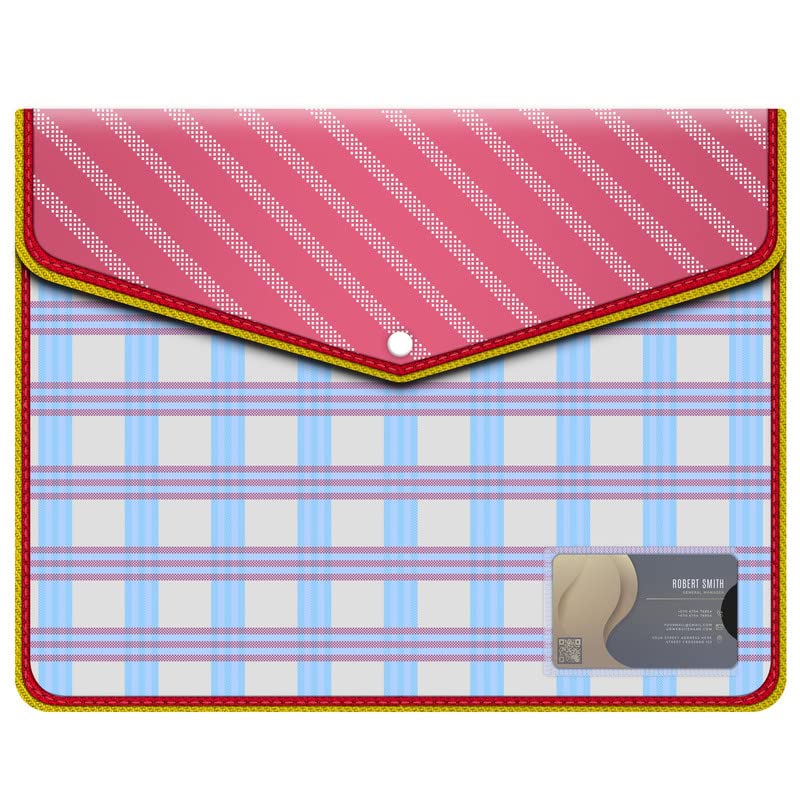 Image of FEDUS Documents Holder Envelope Folder, Stylist Printed File Storage Bag with Snap Button Transparent Plastic File for documents Certificate File Document Folder for Certificate RED