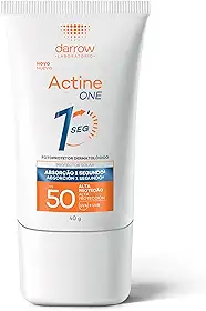 Darrow Actine One Protetor Solar Facial FPS50 Sem Cor com Tecnologia One e Ácido Hialurônico Biomimético que Hidrata, Tem Absorção em 1 Segundo e Acabamento Invisível, 40g