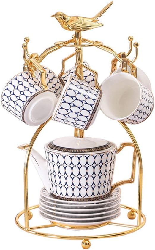 Teapot Ceramic Tea Set Pot Kettle Heat Resistant Infuser Bouilloire Theepot Coffee Cups Mugs Gold Handle