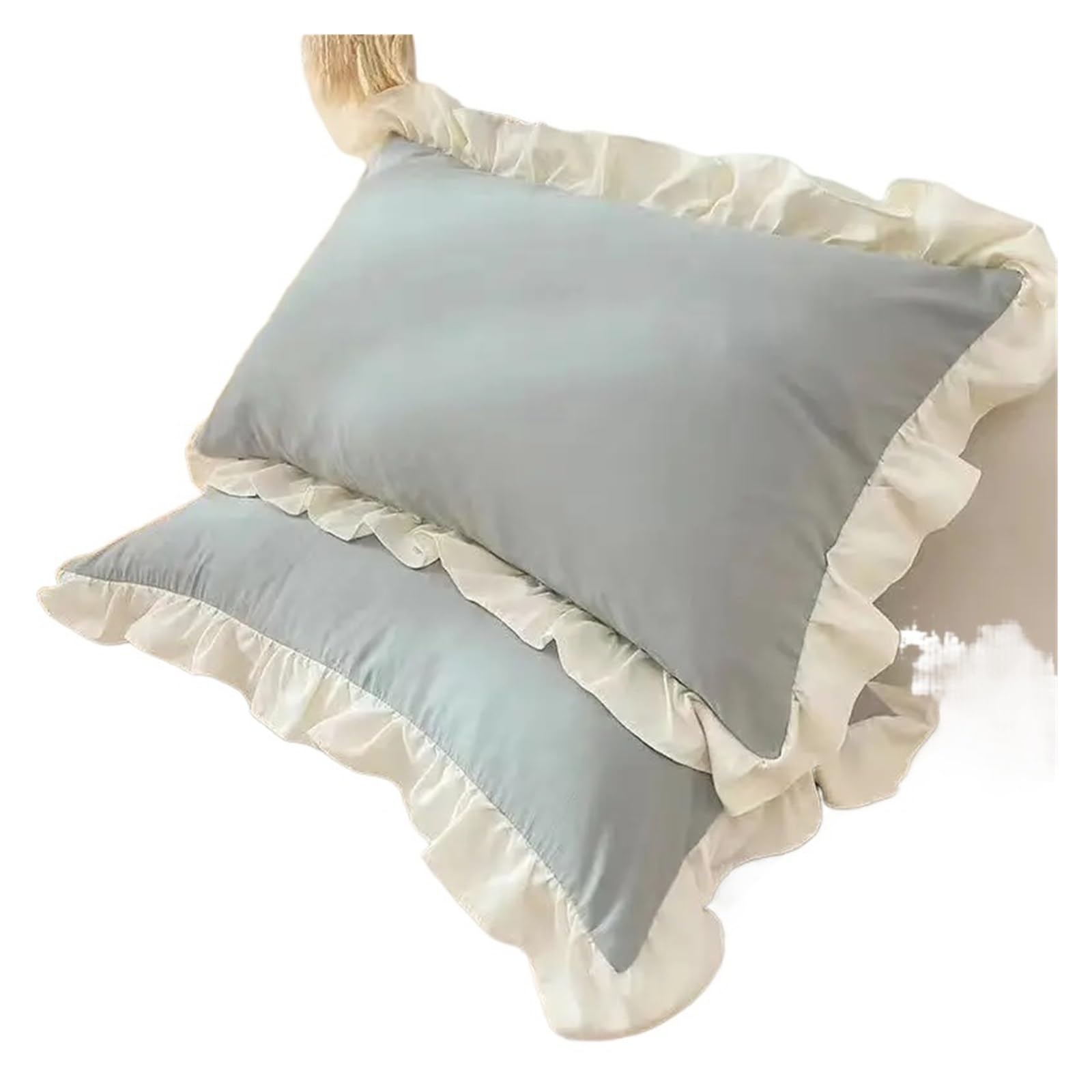 LYXYGMV Princess Pillowcases With Ruffles Multiple Sizes Pillow Cover Comfortable Case For the Bedroom(Blue,1Pcs 35x55cm)