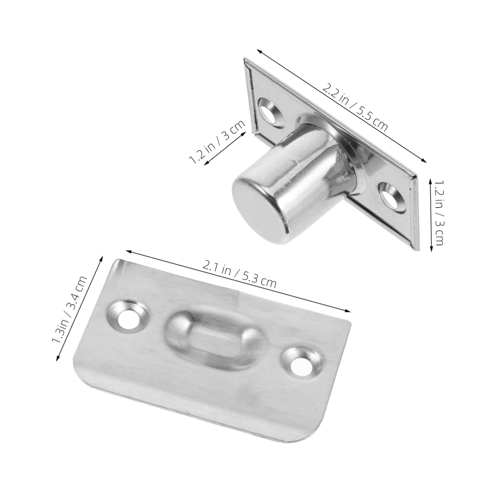 Cabilock 8pcs Door Spring Bumper Barn Door Latch Sliding Door Handle Sliding Door Security Barn Door Stopper for Track Magnetic Cabinet Closures French Door Locks Stainless Steel Silver