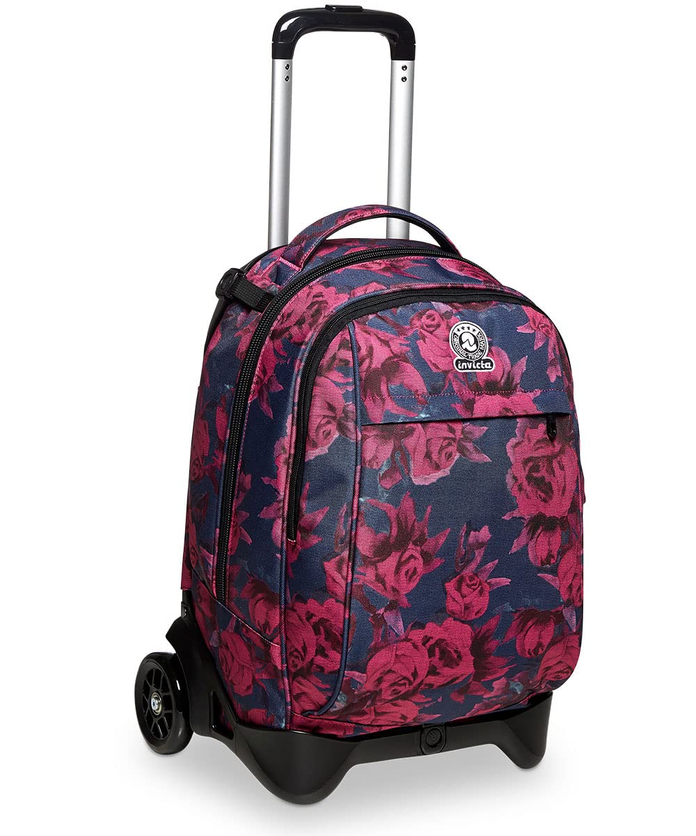 Invicta Trolley TECH ROSES, Crossover System, Tasche multifunzione, Per bambine e ragazze, Scuola, Tempo libero, Viaggi