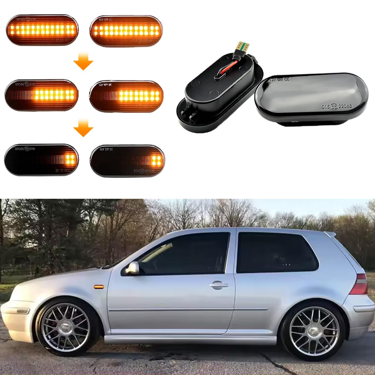 2 szt. Dynamiczny LED Bokser/Kierunkowskaz Sekwencyjny Compatible For VW Transporter T5 Polo Golf 3 4 Passat B5 Sharan Lupo Bora Multivan CANBUS Bez Błędów Wodoszczelny