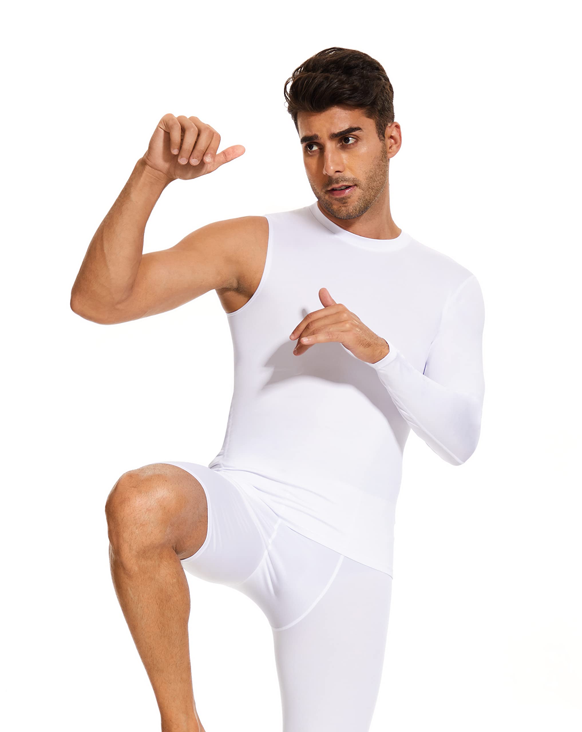 Camiseta de compresión de baloncesto para hombre, de manga larga, con un brazo, atlética, para entrenamiento, capa base