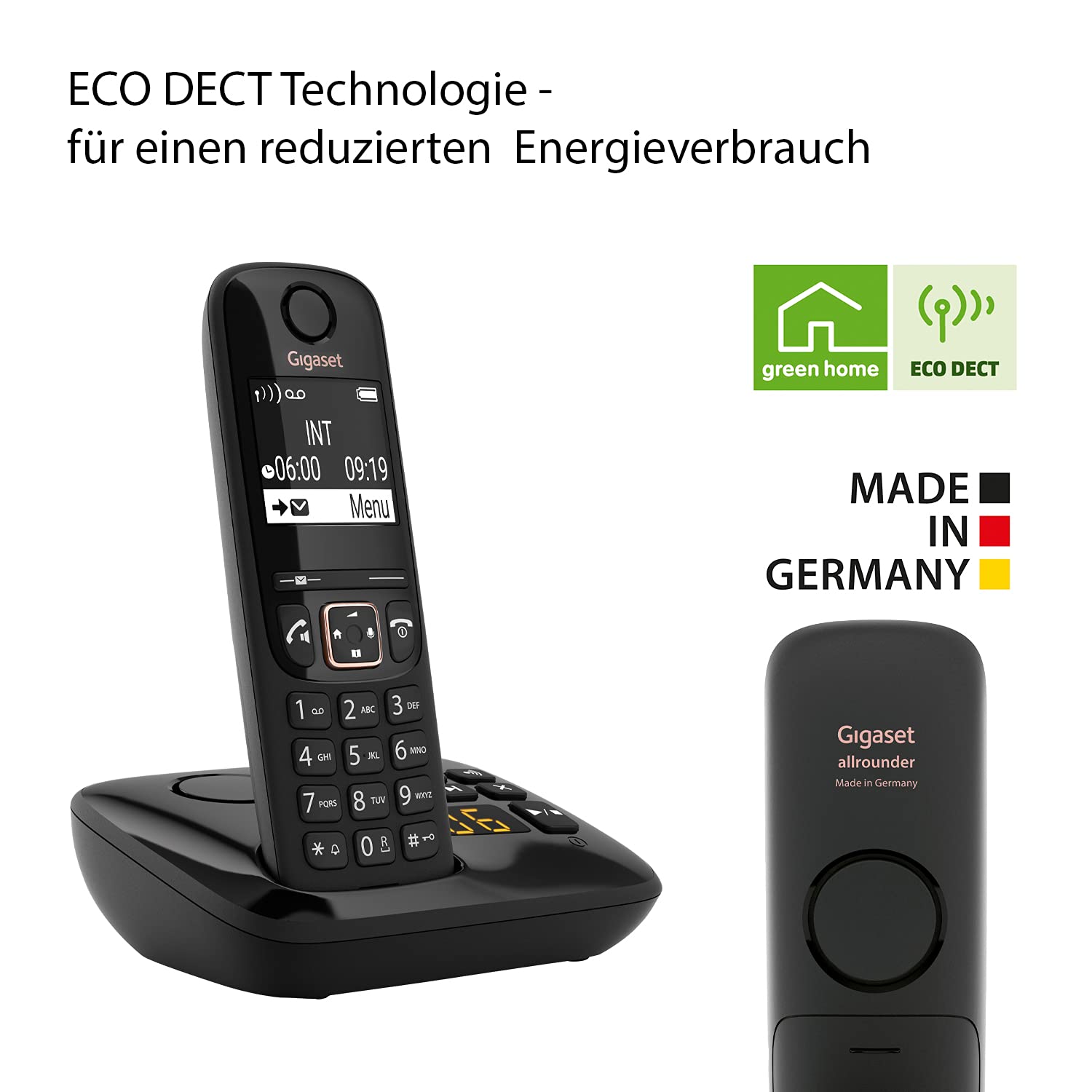 Gigaset Allrounder Duo - 2 Schnurlose Telefone mit Anrufbeantworter - großes, kontrastreiches Display - Brillante Audioqualität - einstellbare Klangprofile - Freisprechfunktion - Anrufschutz, schwarz
