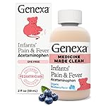 Genexa Infants\' Clean Acetaminophen | Pediatrician Preferred Ingredients | Pain Reliever & Fever Reducer for Babies | Dye Free, 0% Artificial Additives | Delicious Organic Blueberry Flavor, 2 fl oz