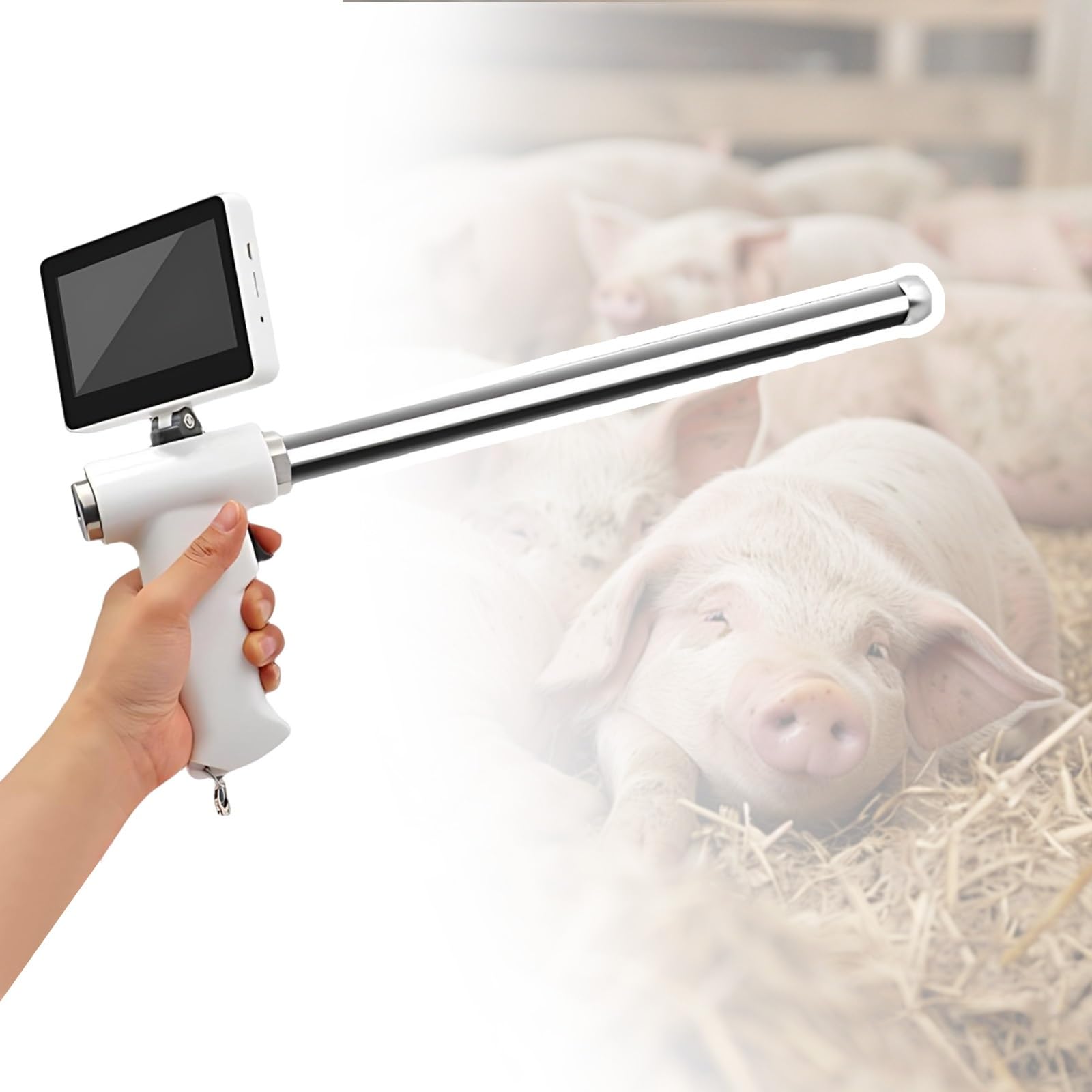 Zestaw Do Sztucznej Inseminacji Z Wizualnym Endoskopem I Kamerą LED, Pistolet Inseminacyjny Z Podgrzewaną Sondą Dla Bydła, Koni I Kóz(Pig+Sheep)