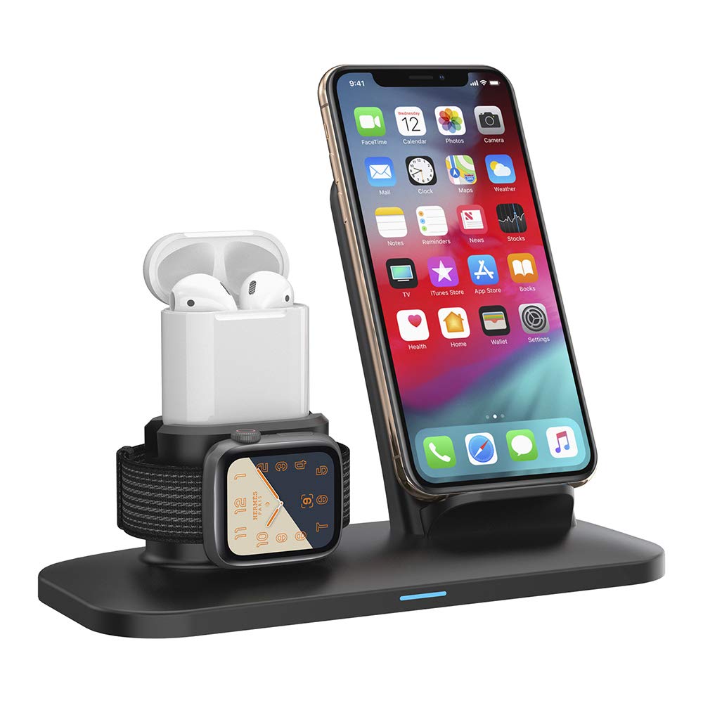 3 in 1 Wireless Charger Boost Up Fast Wireless Charging Station Stand Dock for iPhone Apple Watch Air Pods Fast Wireless Charging Compatible with Samsung iPhone 11PRO//X/XS/XR/XS