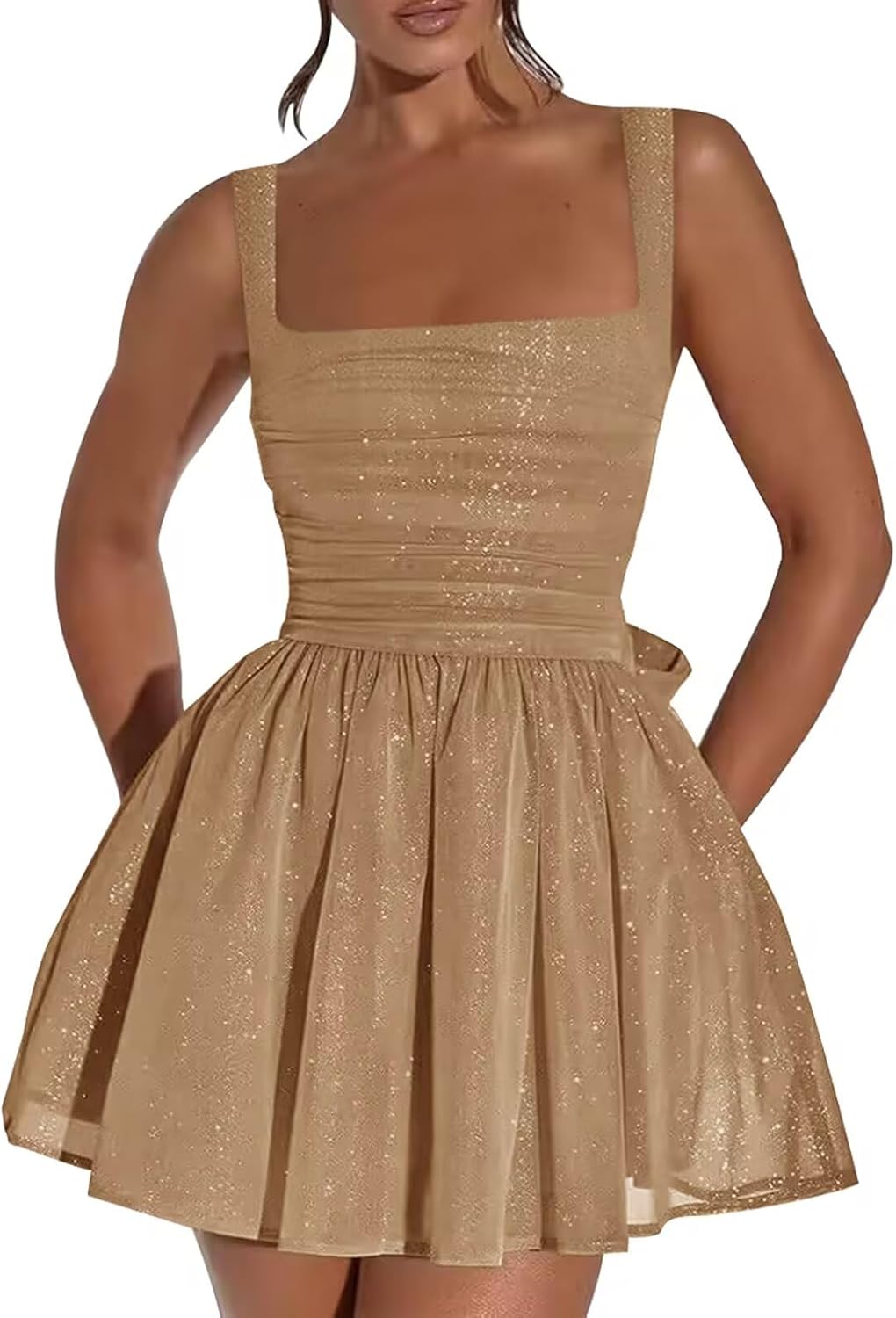 Short Homecoming Dresses for Teens Sparkly A-Line Mini Y2K Cocktail HOCO Party Gown with Bow