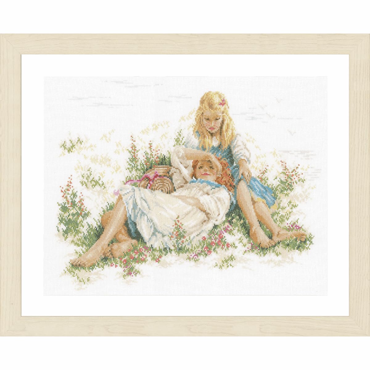 Lanarte Kreuzstich Stickpackungen Gezählter Kreuzstichbilder Set IM GRAS TRÄUMEN Wanddekoration Handarbeit Set für Erwachsene 47 x 35 cm DIY Deko Bastelset Handwerker Kreative Geschenkset