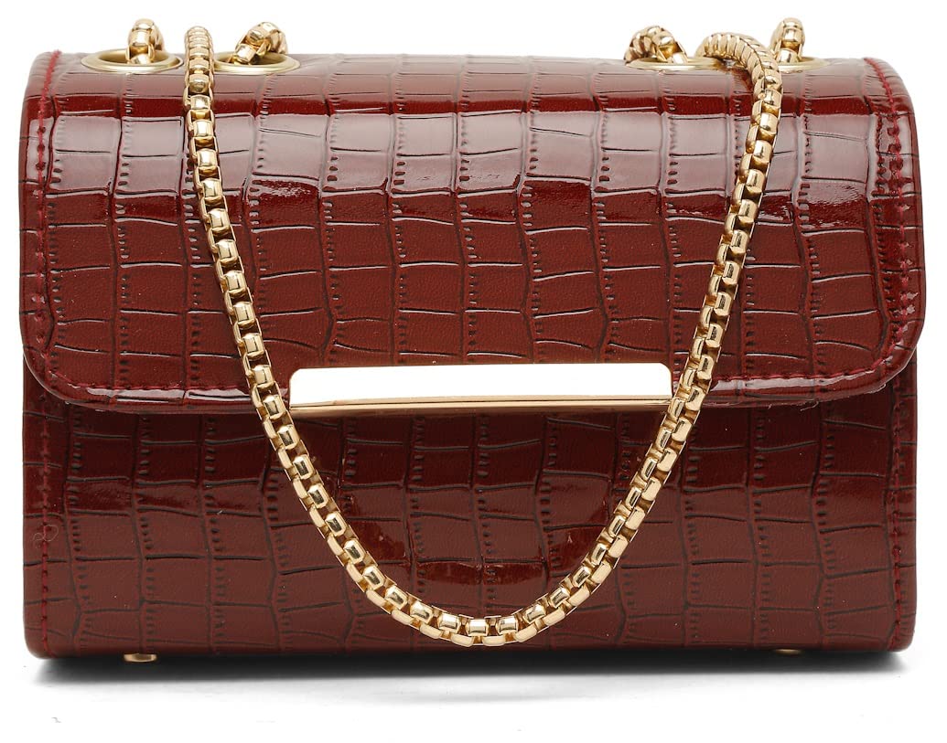 Fargo Leatherette Side Sling Bags For Womens Ladies (Croco) (Maroon_FGO-347) (B09Q1FYRHD) Amazon Price History, Amazon Price Tracker
