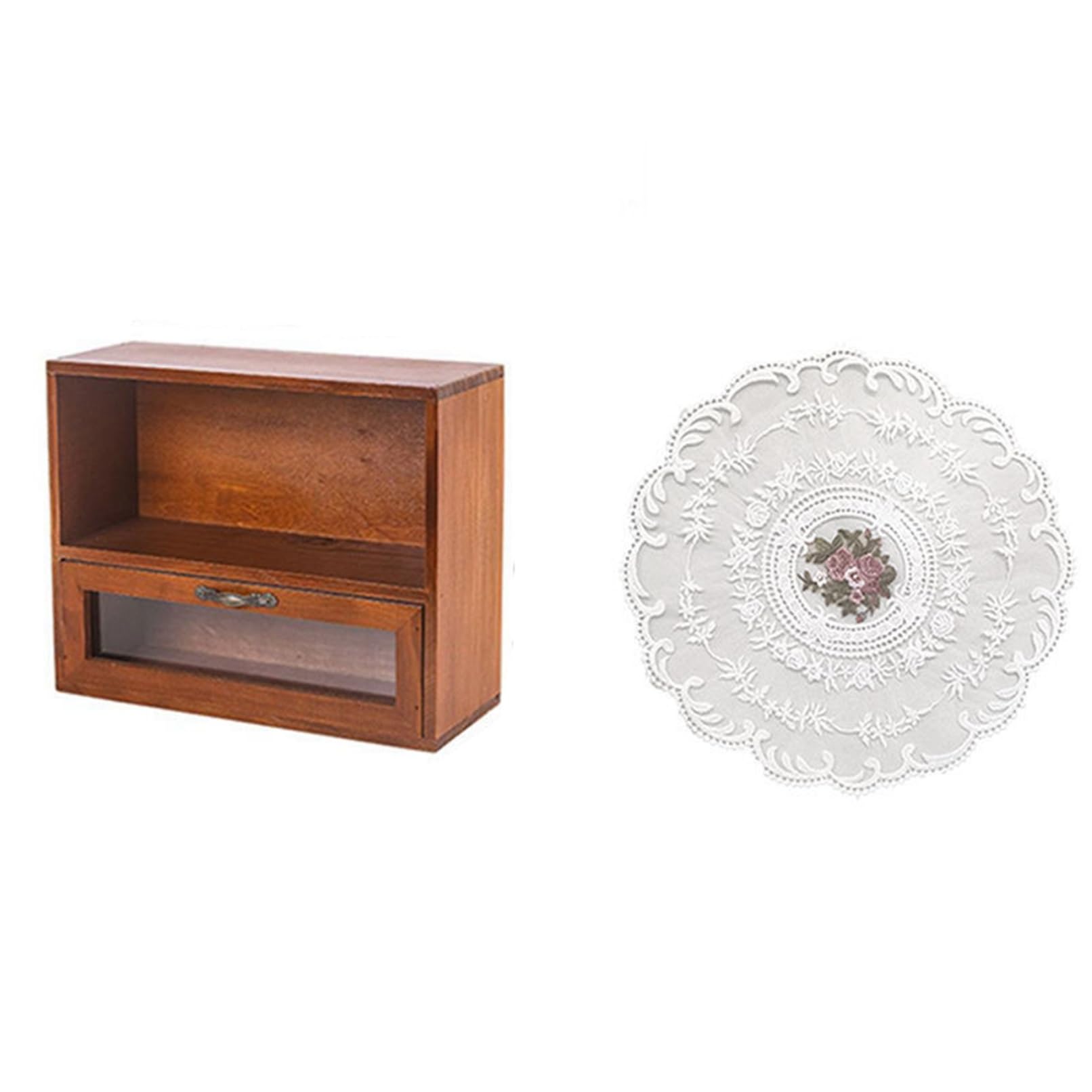 Amazon｜卓上収納ボックス ガラスドア 引き出し 小物収納 アンティーク