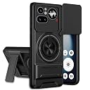 AELVOUX Nothing Phone 4A Pro 5G Back Cover | Armor Camera Slider 360 Degree Rotating Finger Ring Holder Case with Bracket Stand Back Case Cover (Compatible with MagSafe Accessories) (Black) gallery image