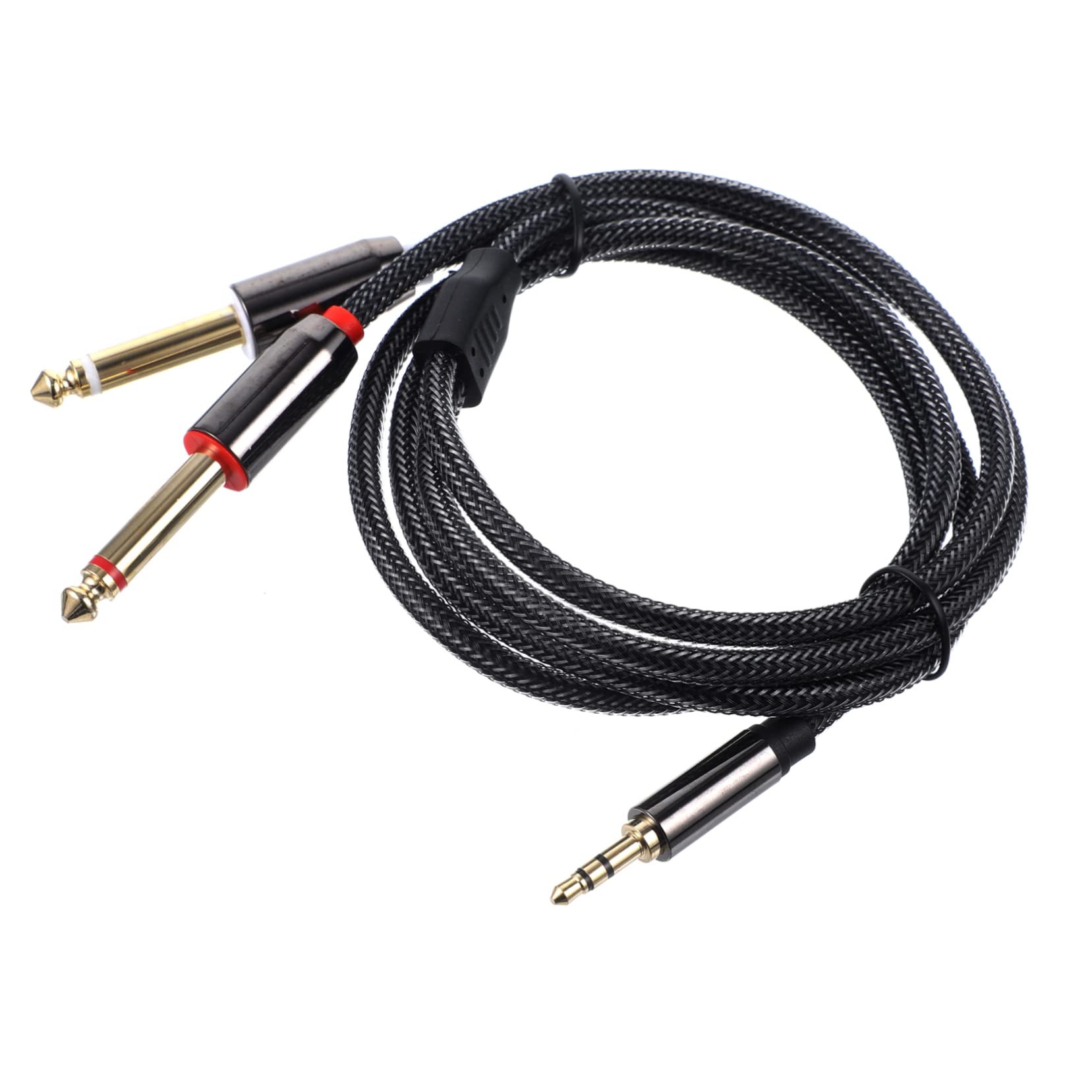 UKCOCO 5 Pezzi Convertono 3 5 Mm in 2x 1/4 Cavo Audio Splitter 1 M Lega Di Zinco Intrecciato Per Un Suono Compatibile Con Molti Dispositivi