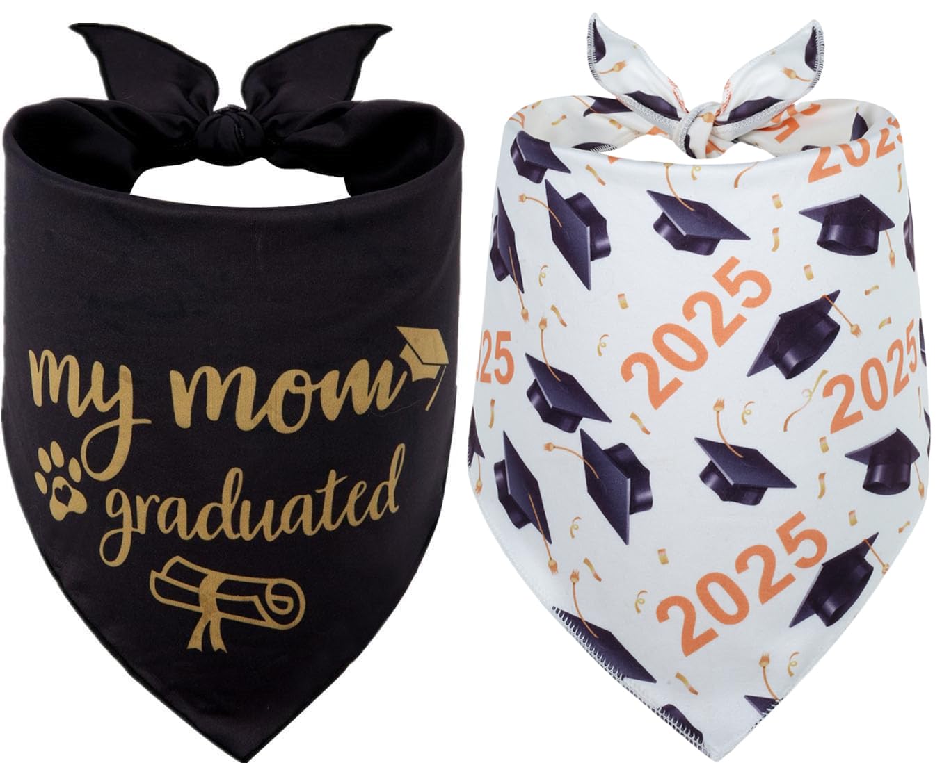 2 Pack Dog Graduation Bandanas, My Mom Graduated Dog Bandana 2025 for Small Medium Large Pet Holiday Costume