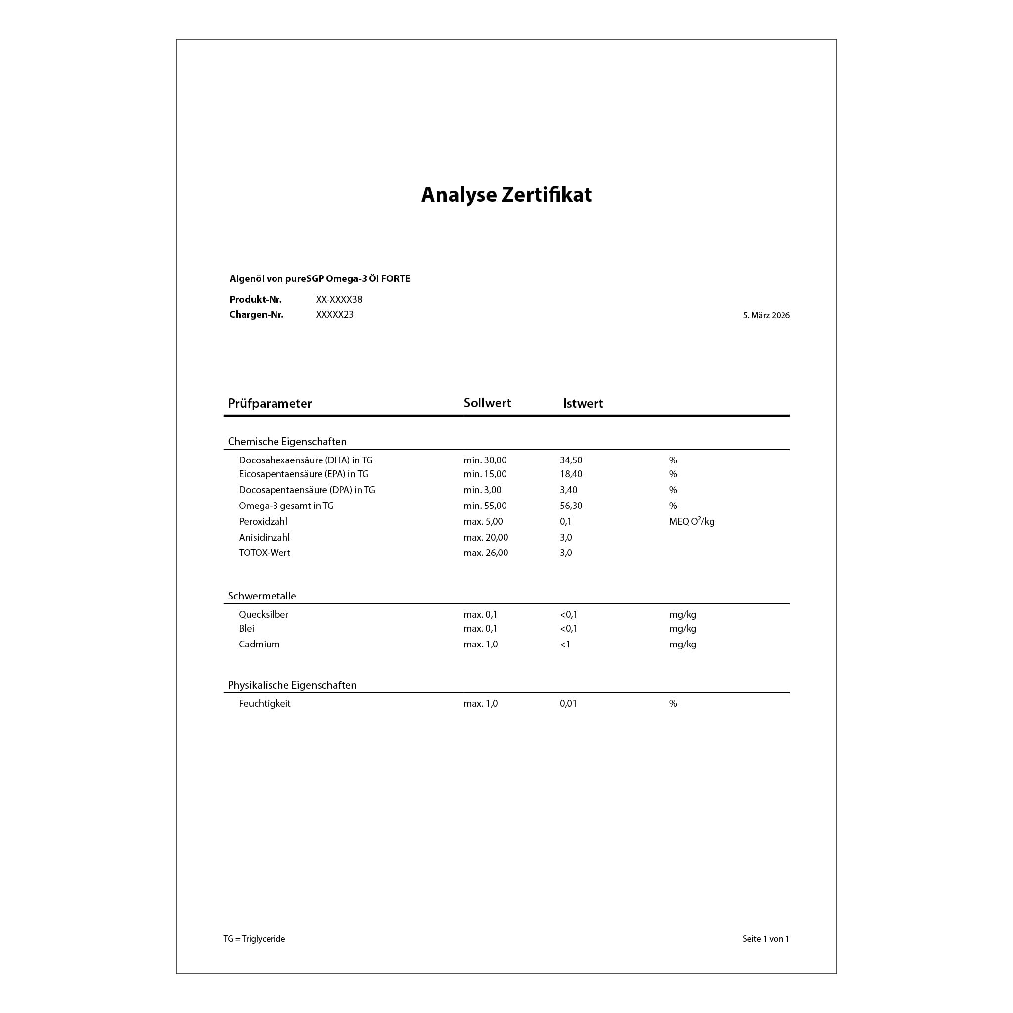 pureSGP® Omega-3 Öl FORTE [150ml]: Höchstdosiert, rein und pflanzlich - 2.123 mg Omega-3 pro Tag, 3.700 mg Algenöl mit DHA und EPA. Angereichert mit Vitamin D3 und Olivenöl. Feiner Zitronengeschmack.