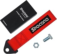 Vista 1 de Correa de remolque de carreras resistente JDM - Correa de remolque de nailon rojo para pista, todoterreno y decoración (rojo)