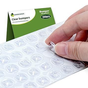 COVERCORNER Rubber Cabinet Door Bumpers - 250 PCS 1/2'' Diameter Cabinet Bumpers Clear Rubber Bumpers for Cabinet Doors Rubber Stoppers Special Shape