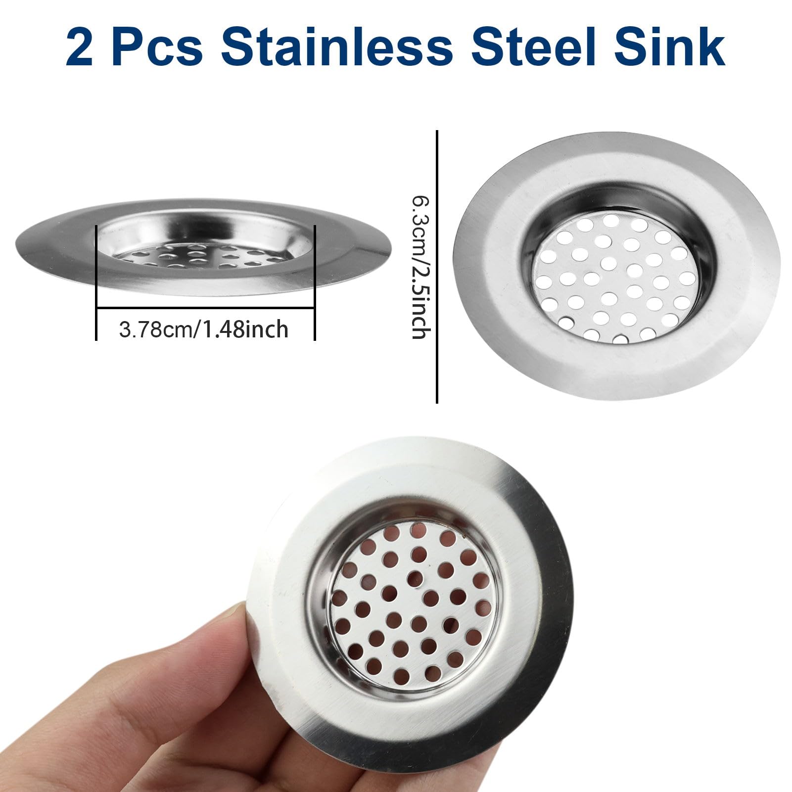 Lot De 6 Filtres D'évier De Cuisine Avec Bonde De Douche, Attrape-cheveux, Tamis D'évier De Douche, Tamis D'évier Pour Cuisine, Salle De Bain, Toilettes, Protection Du Drainage, En Acier Inoxydable Et