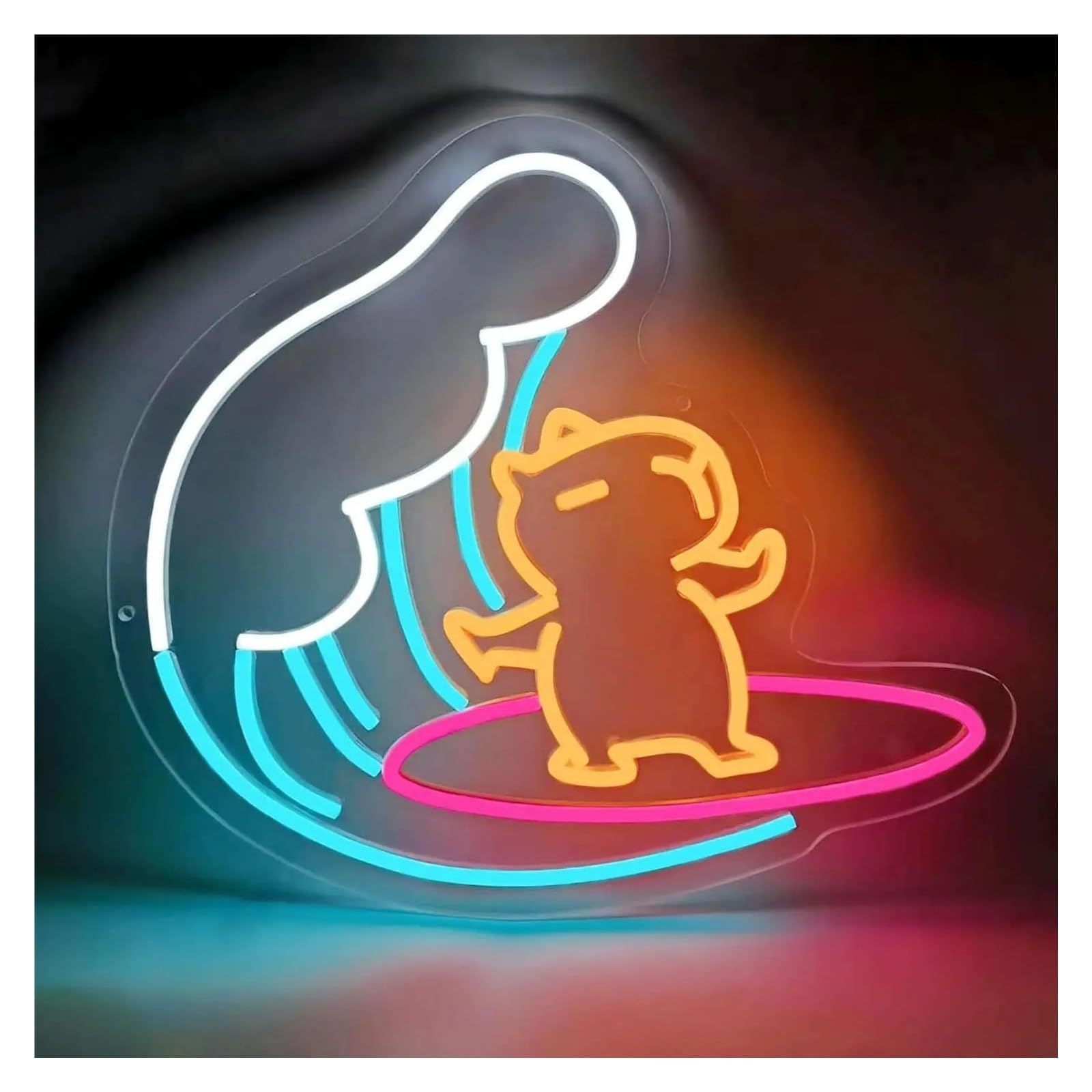 Insegna al Neon Insegna Al Neon Del LED Surf Gatto Sulla Tavola Da
