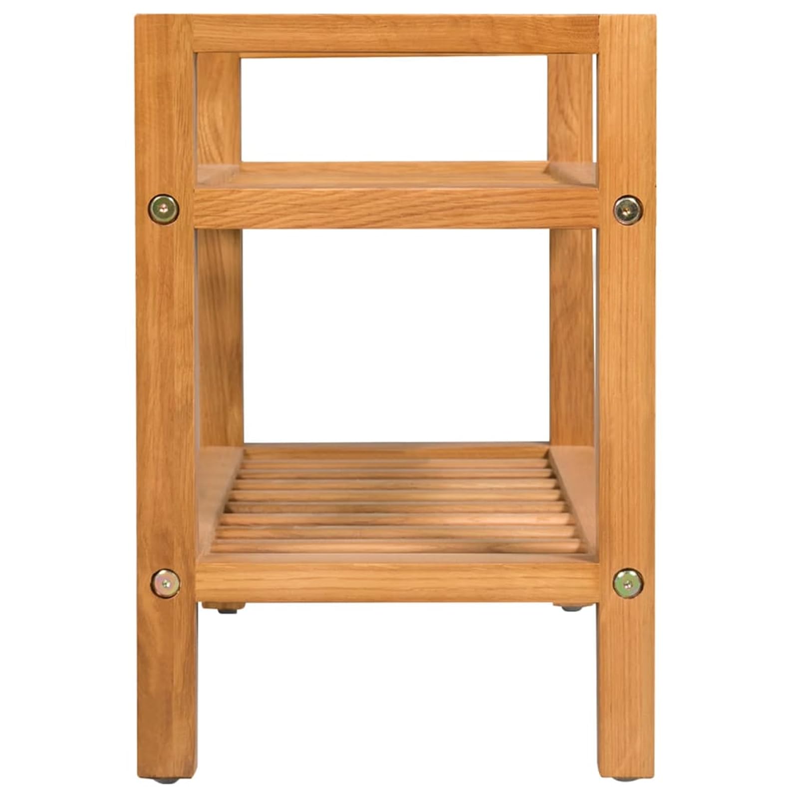 Tidyard Scarpiera con 2 Ripiani e 2 impugnature,Porta Scarpe Scaffale Sgabello di Legno Naturale 49,5x27x40 cm in Massello di Rovere
