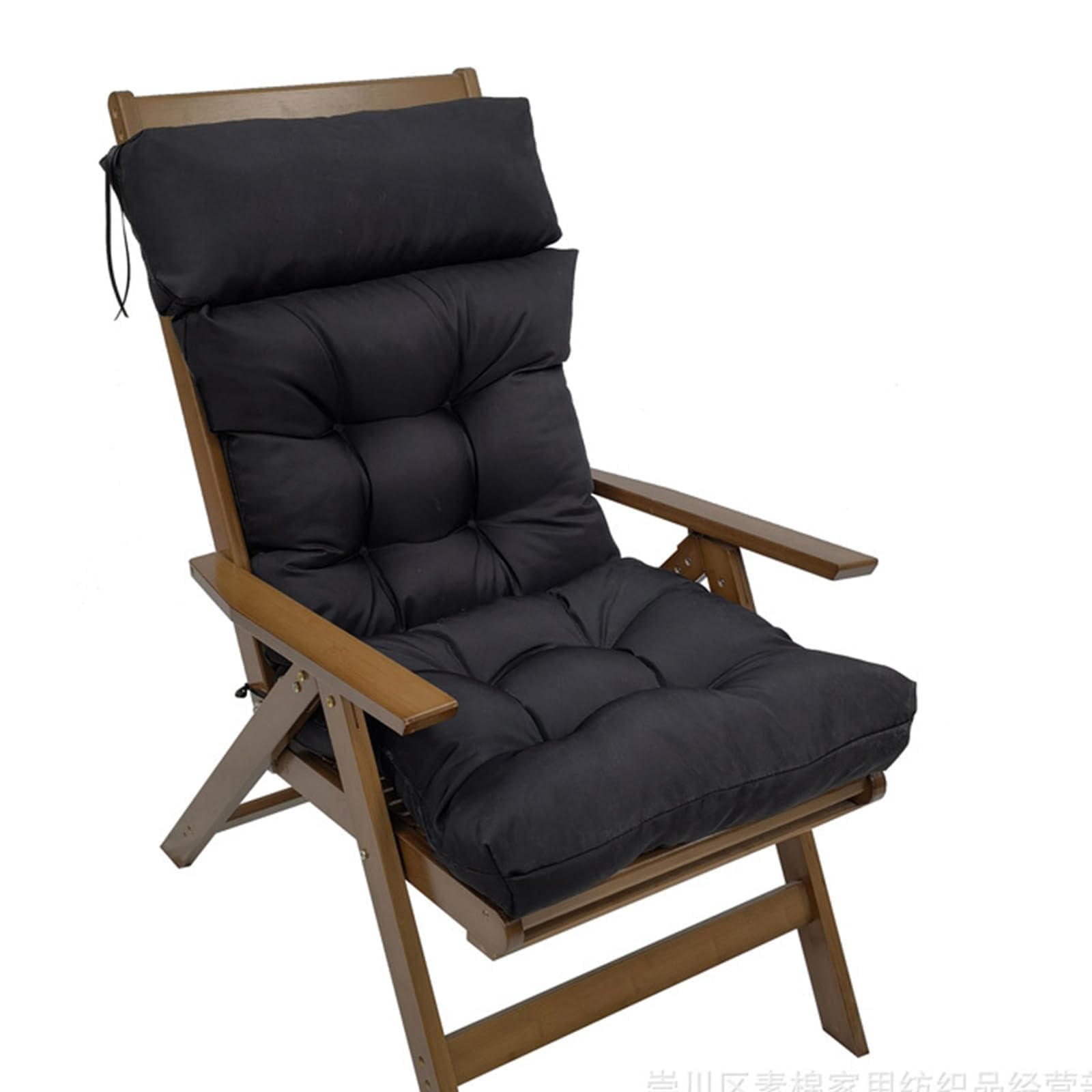 Meiiron Courtyard High Back Chair Cushion, Outdoor Rocking Wicker Chair Cushion with Back and Pillow, Thickened Swing Replacement Cushion(Black)