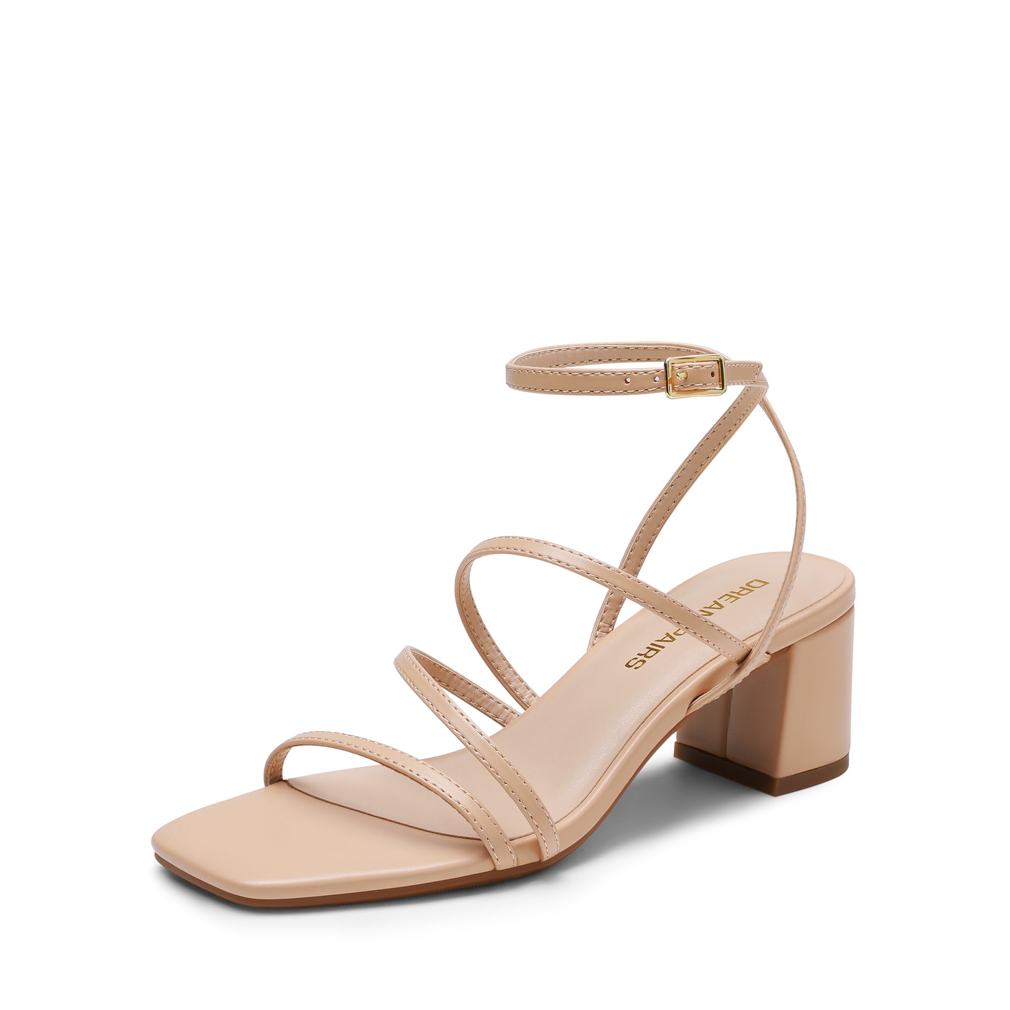 DREAM PAIRS Sandali da donna con tacco a blocco, 5,1 cm, con cinturino e punta quadrata, eleganti sandali con tacco basso, per feste, matrimoni, serate