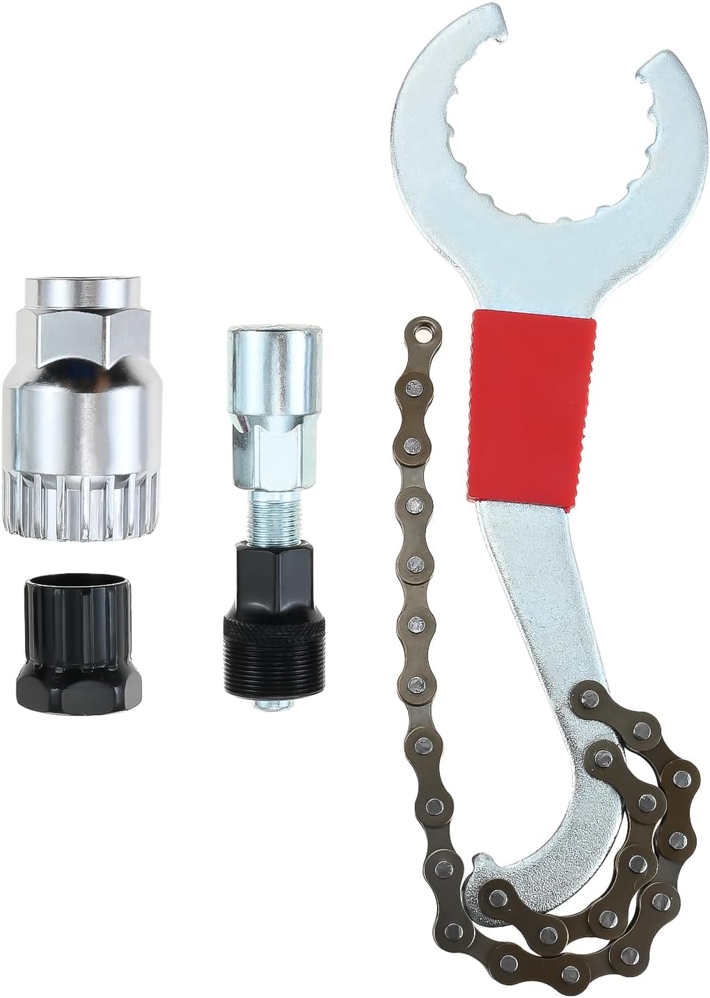 MUXSAM 3-in-1 Bicycle Cassette Remover Tool with Tail Hook 20 Teeth 35g Single Crank Puller for MTB Road Bike Bottom Bracket Repair (Red 1) — image 1
