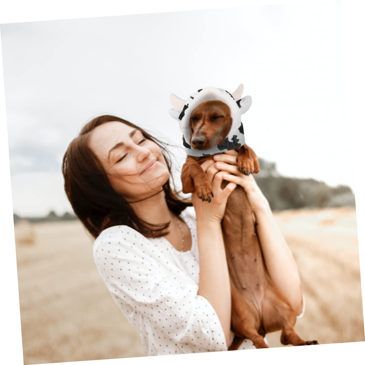 YARNOW Gorro De Peluche para Cosplay De Mascota Adorable Disfraz De Perro Forma De Vaca Suministros para Mascotas Adecuado para Fiestas De Disfraces