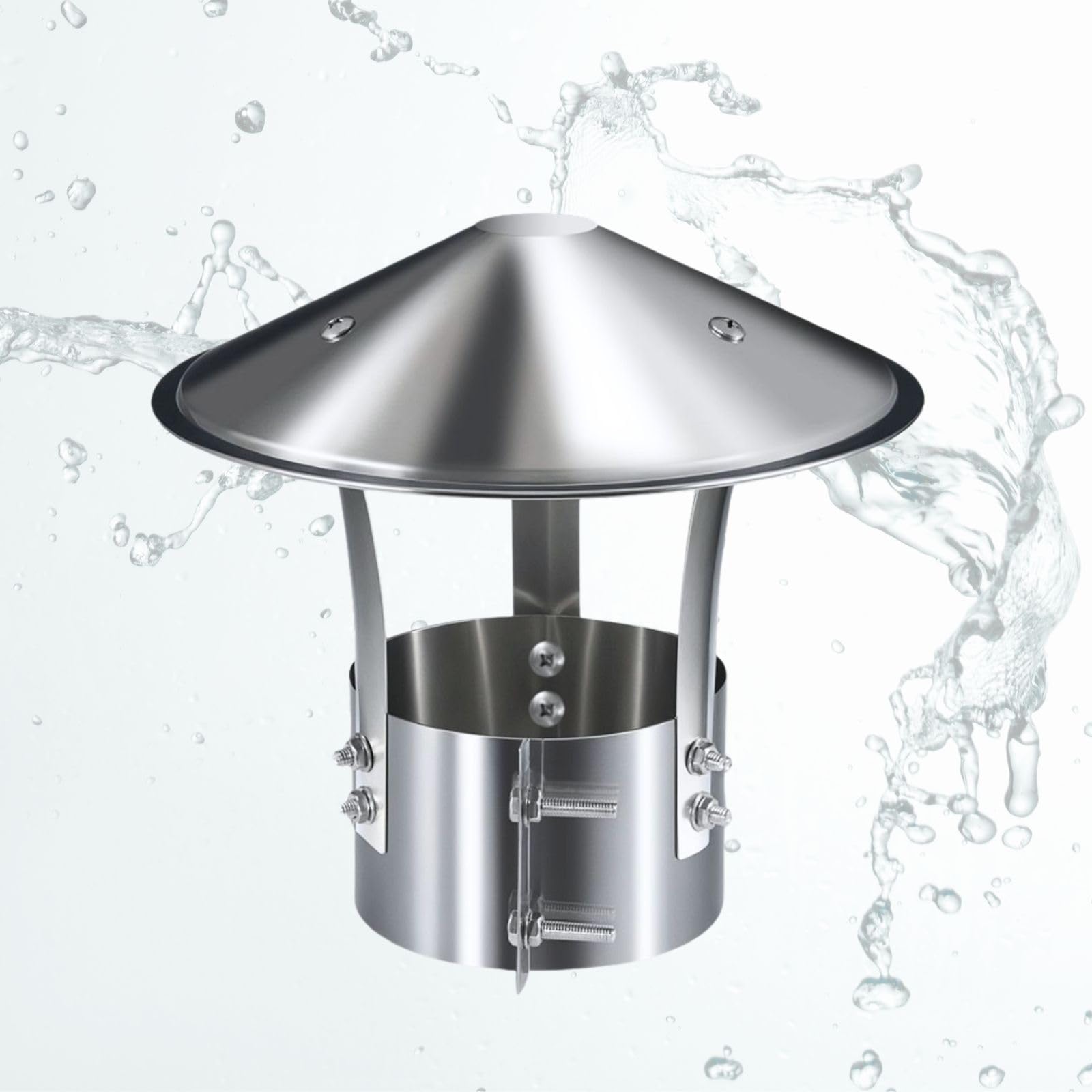 GKSNCJSMF All Weather Chimney Cap 75-315mm Anti - downdraught roof Cowl Stainless Steel Chimney Cover Stove Vent Round Roof Rain caps for Outside Flue Pipe Fireplace(130mm/5.11in)