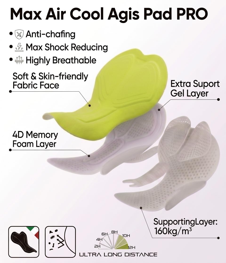 Ceroti Textiles Techniques personnalisés | (Gamme PROFESSIONEL) Cuissard de Cyclisme pour Hommes, Couvre-Jambes Longs de Protection, Cuissard à Bretelles et Peau Italienne, vélo, Protection UPF50+