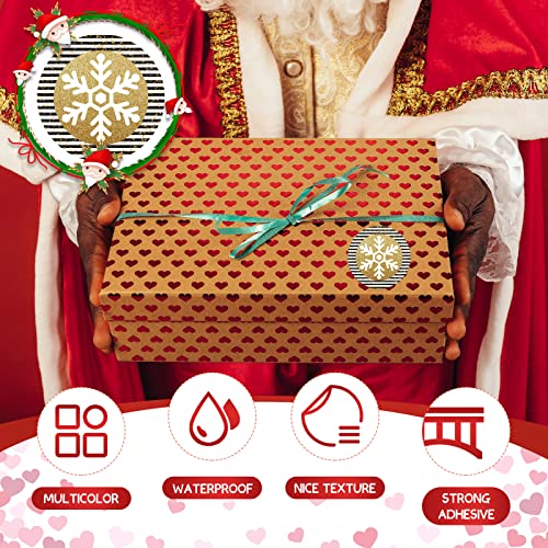 500 Pieces 1.5 Inch Snowflake Christmas Stickers Winter Holiday Stickers Xmas Stickers Black And Gold Snowflake Stickers Christmas Envelope Seals Decals For Christmas Party Favors Supplies Decoration #TOP2