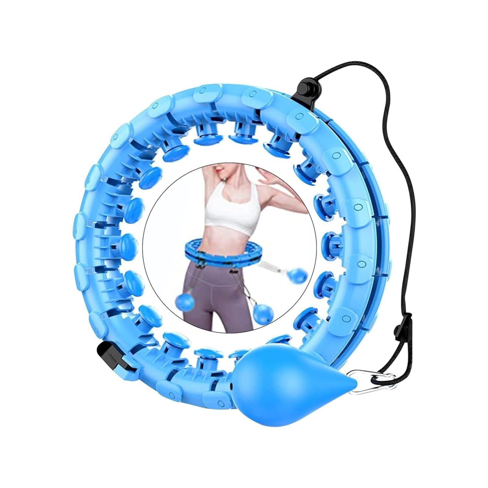 Bow & Lace Weighted Hula Hoop, Smart Hula Hoop 24 Detachable Fitness Ring with Auto-Spinning Ball, Massage Infinity Hoop, Weight Loss Exercise (Blue)-image-45