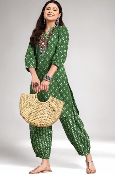 LookMark Women's Cotton Blend Printed Kurta Set