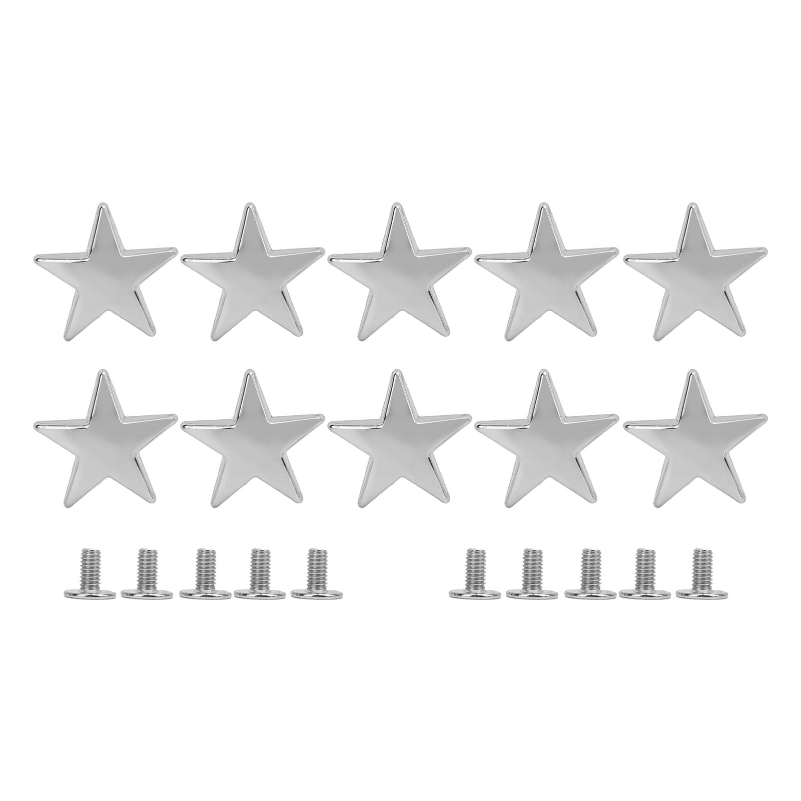 10 Pcs Metal Star Rivets, 20mm Star Shape Studs Star Rivets Leathercraft Spikes, High Glossy Zinc Alloy Leather Rivets Kit, Star Studs for Leather Craft Clothing Bags Belts Shoes