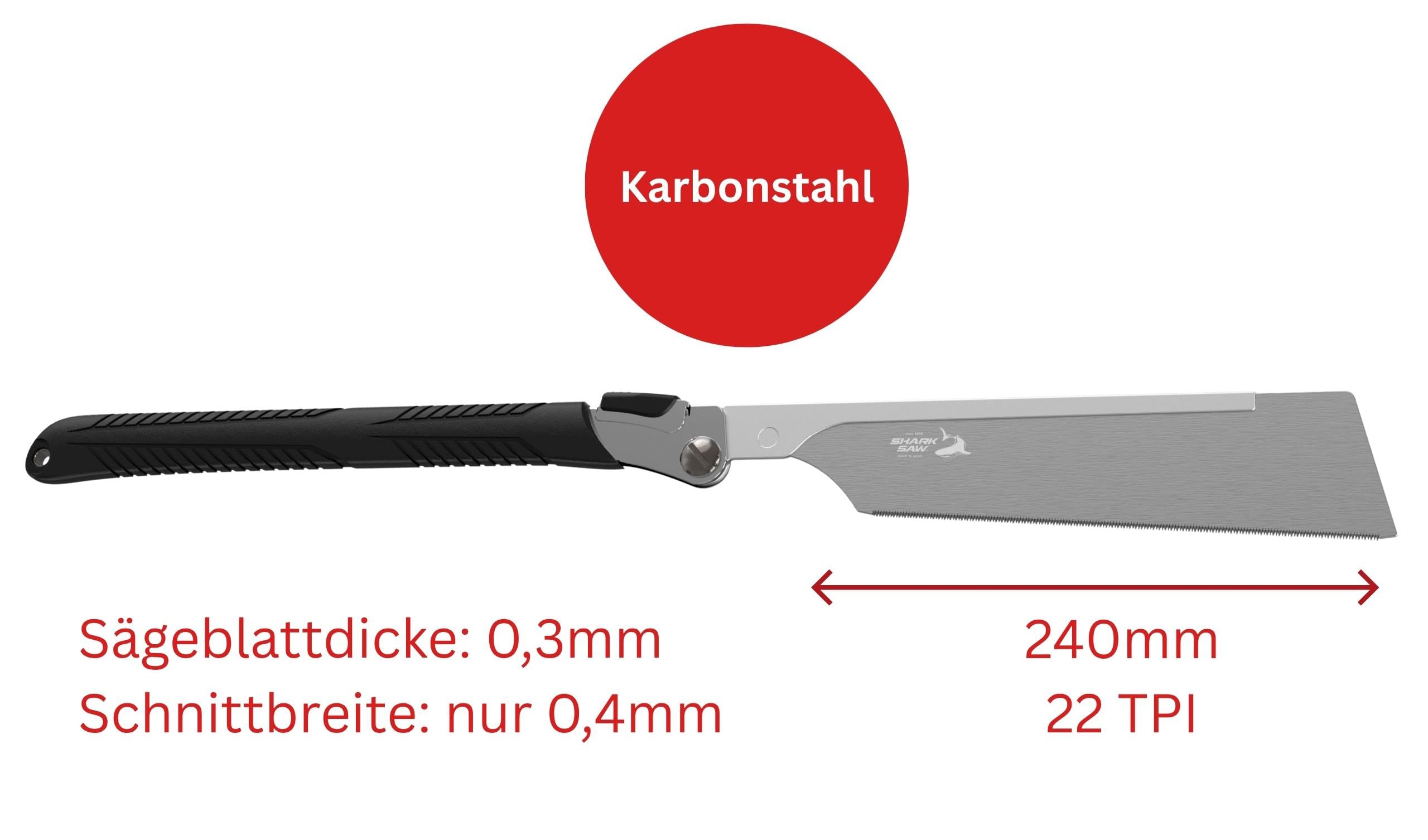 FAMEX 5527 Dozuki - Sega professionale in acciaio al carbonio da 240 mm, molto sottile 22 TPI, spessore: 0,3 mm, realizzata in Giappone, sega a mano pieghevole per fai da te e commercio, sega sottile