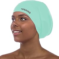 Vista 9 de Gorra de natación extragrande – gorro de natación para cabello largo, rastas, cabello ondulado, extensiones de cabello, trenzas, rizos y afros