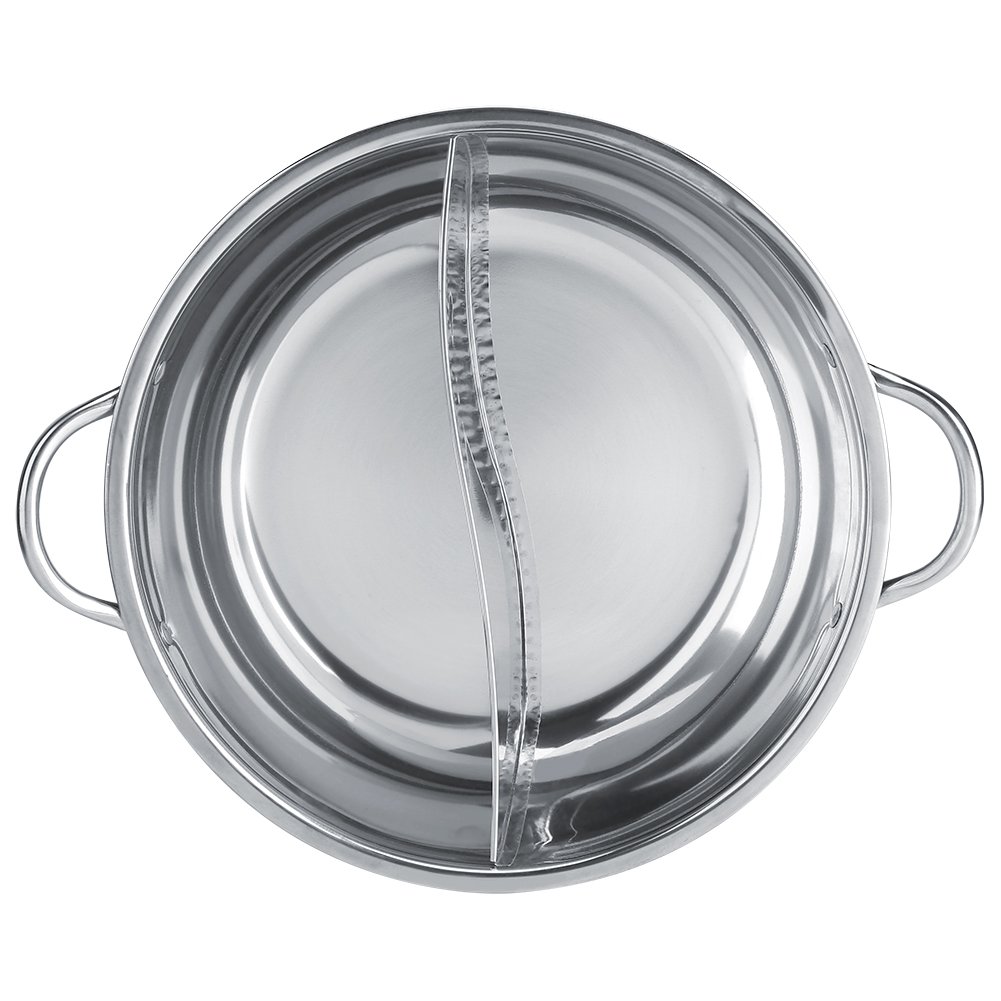 Asixx Fondue Chinoise, Hot Pot à Deux Saveurs en Acier Inoxydable Cuisinière à Induction, Four à Gaz, Four Électrique Plaque Vitrocéramique, etc(31cm)