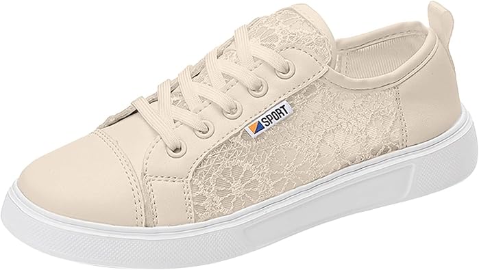 Casual Shoes for Women, Womens Slip On Canvas Tennis Shoes Breathable Low Top Lace Up Flat Fashion Sneakers Comfortable Platform Walking Shoes for Women, Daily Shopping Travel Outdoor Wear