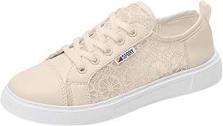 Generic Lace Up Lace Mesh Sneakers Cap Toe Platform Sport Flat Shoes for Women