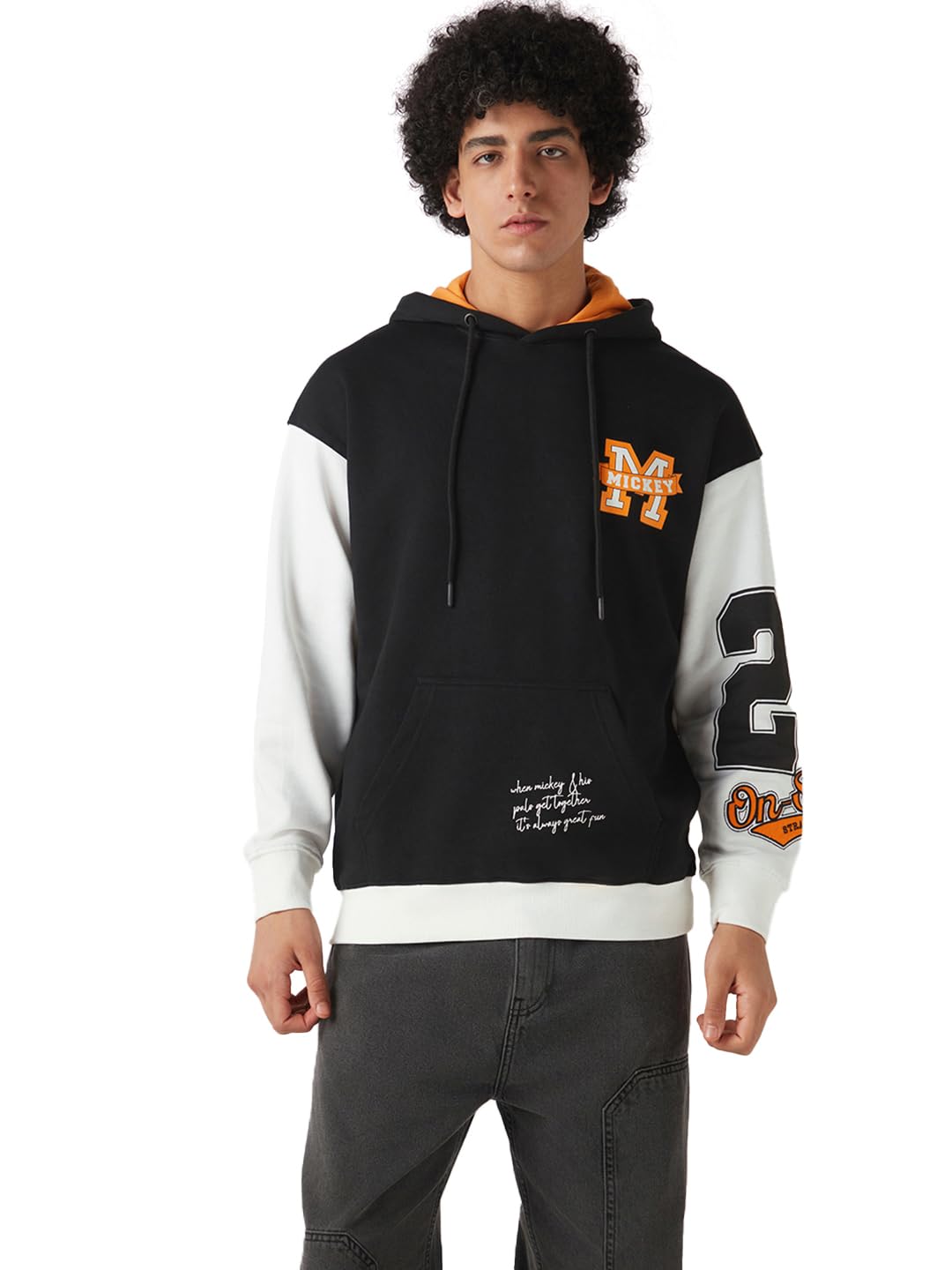 bewakoof X Disney Mickey Men's Fleece Oversized Fit Hoodies Heavy Duty® 1.0 | Hoodie for Men Winter Wear-picture-44