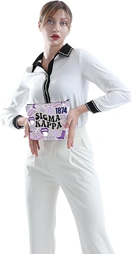 Miniatura 4 de POFULL SK Parafernalia griega regalo Greek Sorority Cosmetic Bag para mujeres y niñas, Bolsa de cosméticos SIGMA K-APPA