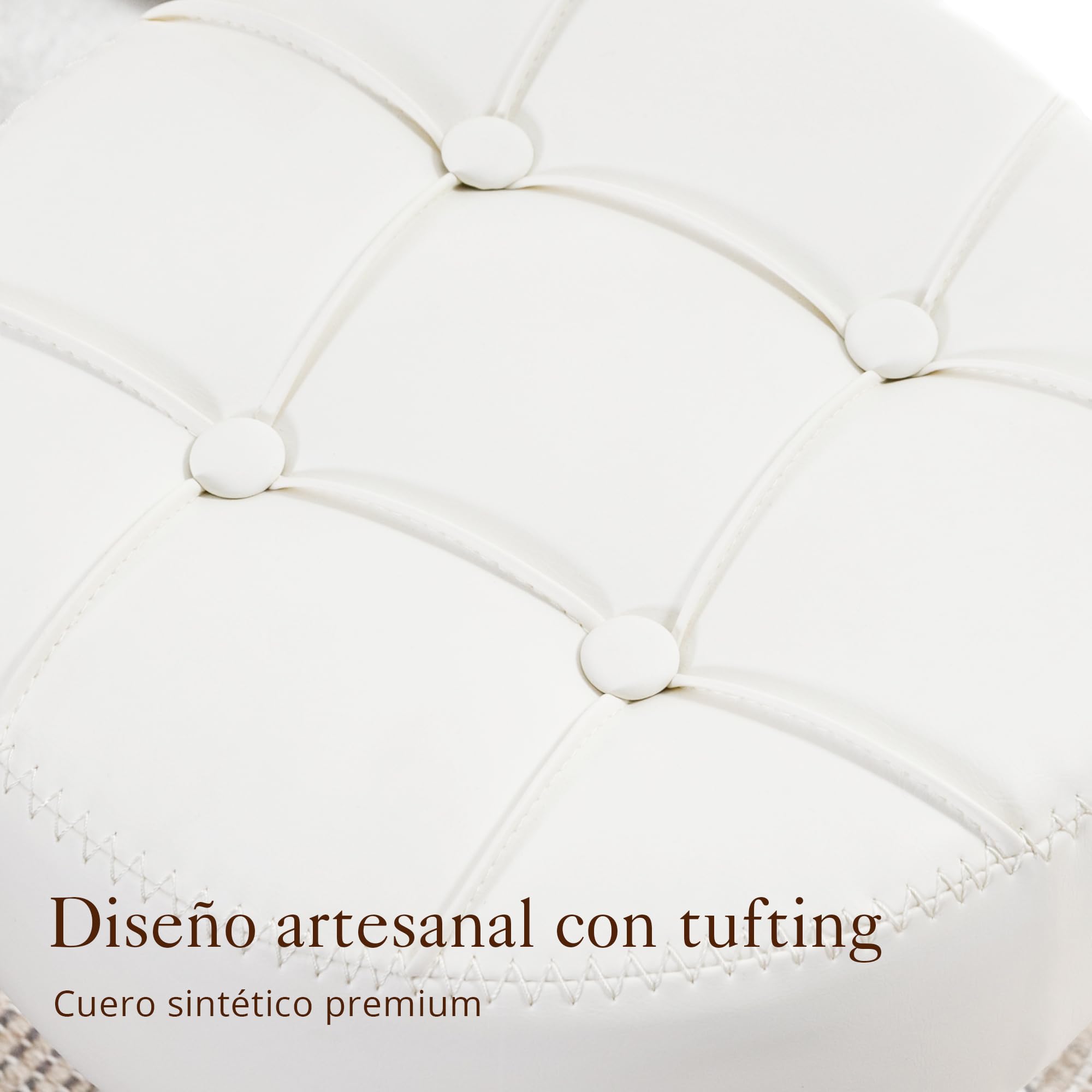 LUE BONA Taburete de tocador Giratorio 360° Altura Ajustable Silla de Maquillaje Polipiel Blanco