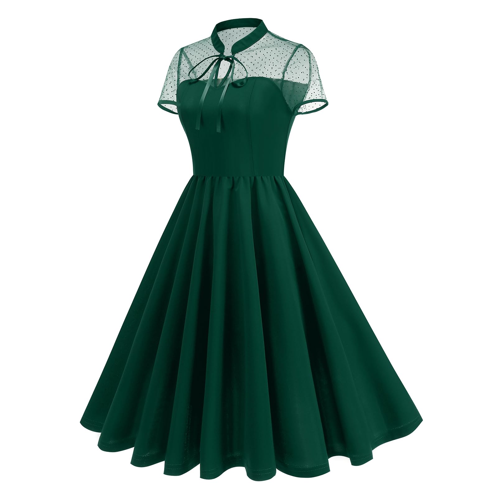Robe vintage gothique à pois en maille à manches courtes Audrey rétro rockabilly robe de bal cocktail soirée années 50 et 60