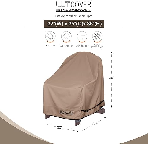 Miniatura 2 de ULTCOVER Paquete de 4 fundas impermeables para sillas Adirondack de patio, tamaño de hasta 32 pulgadas de ancho x 35 pulgadas de profundidad x 36
